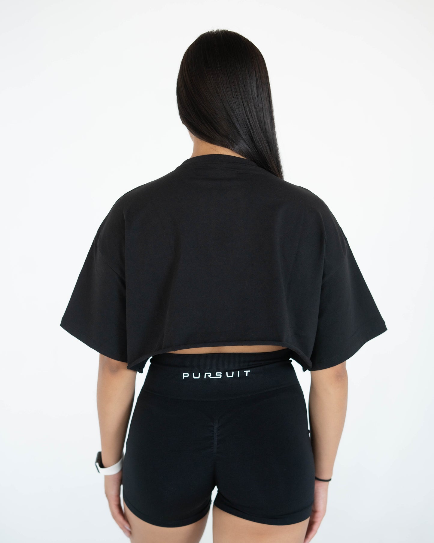 Identity Oversized Crop Shirt - Black